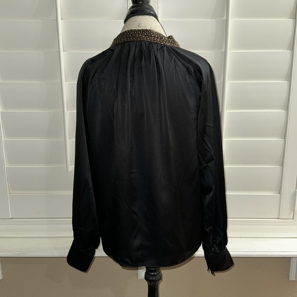 Joie Wenya Sash Detail Silk Satin Top Caviar - Picture 7 of 14